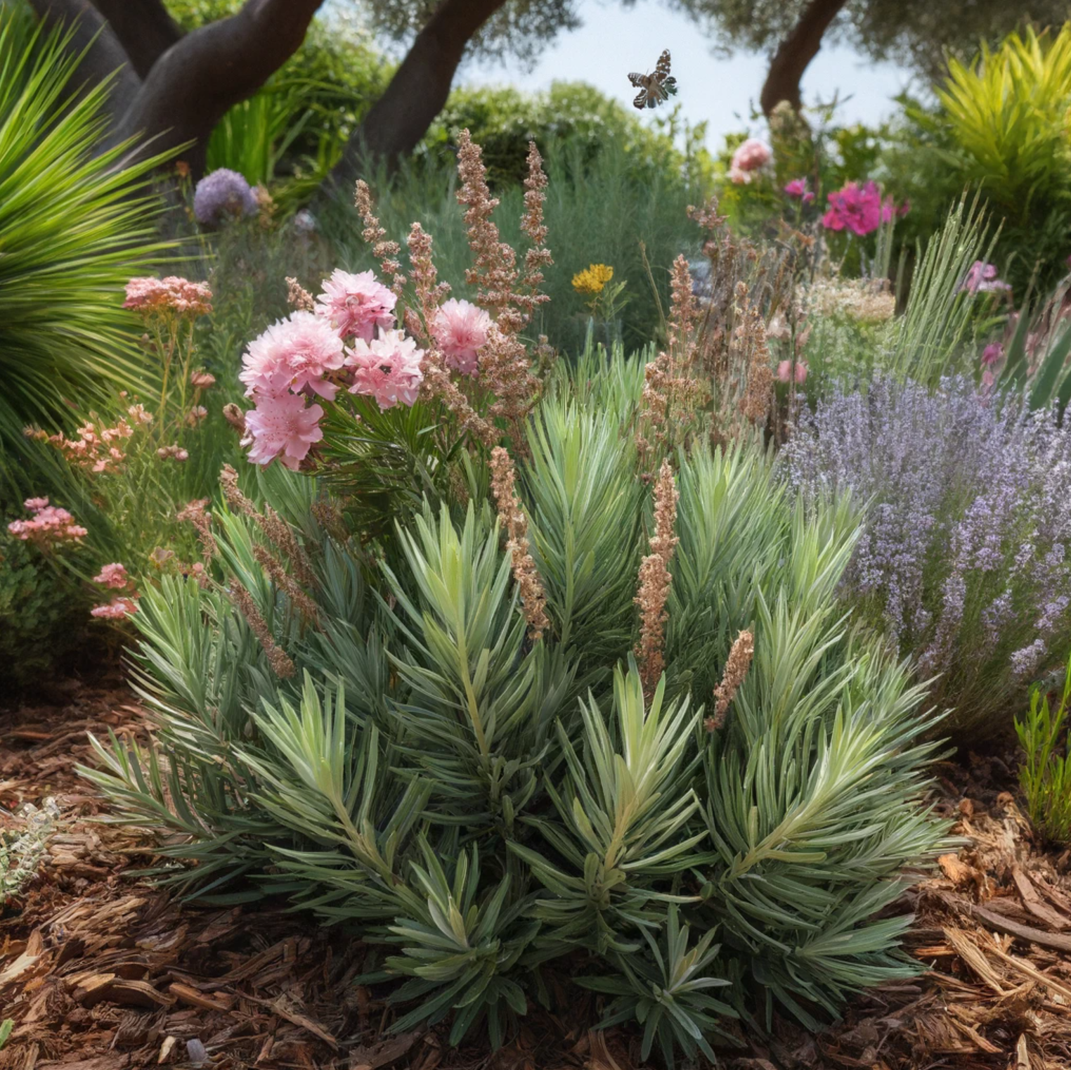 Aménager un jardin face au changement climatique 2 Plantes méditerranéennes dans un jardin sec à Aix-en-Provence aménagé par un paysagiste